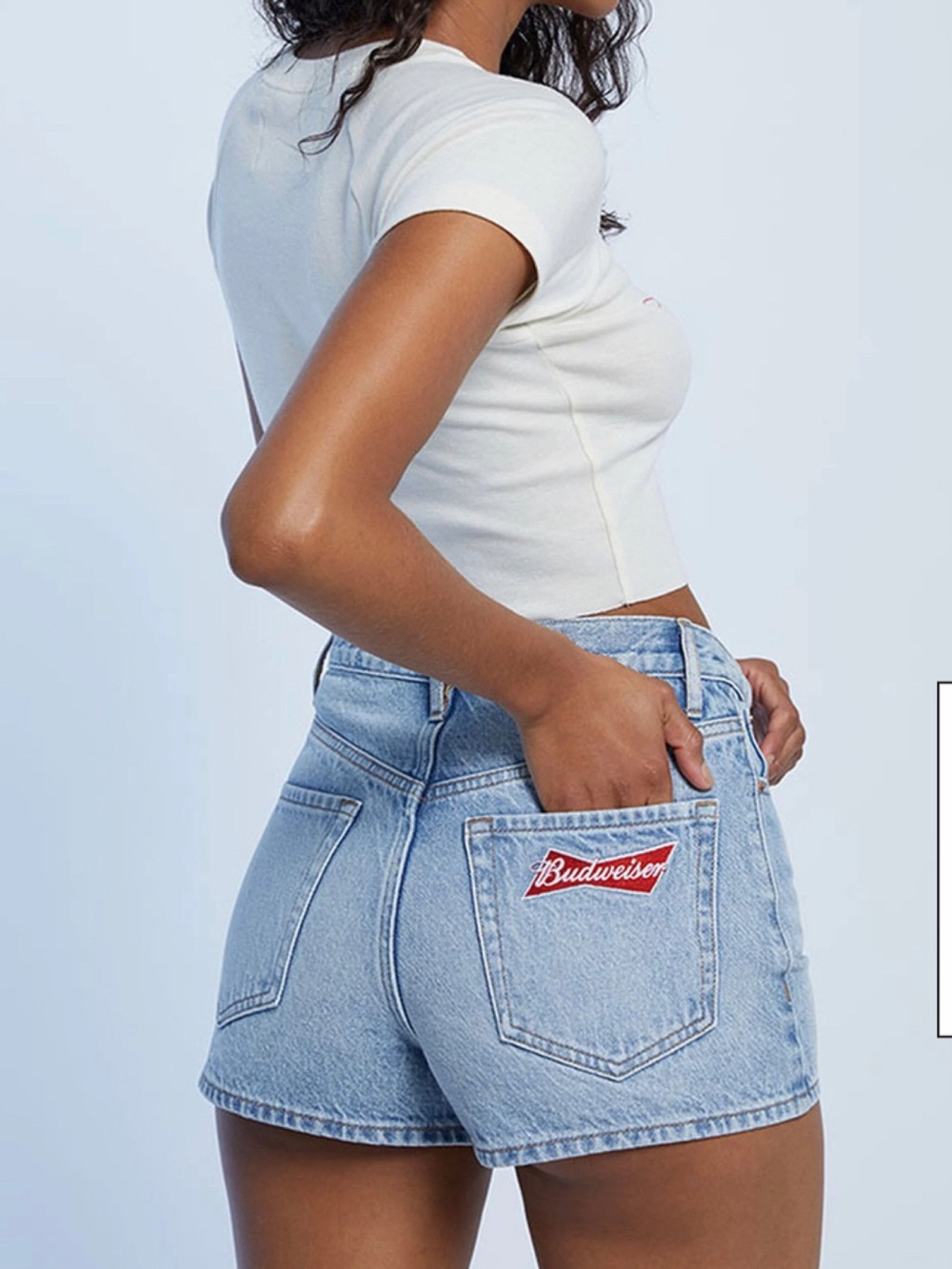 Budweiser Eco Medium Blue Hopps Vintage High Waisted Denim Shorts PacSun